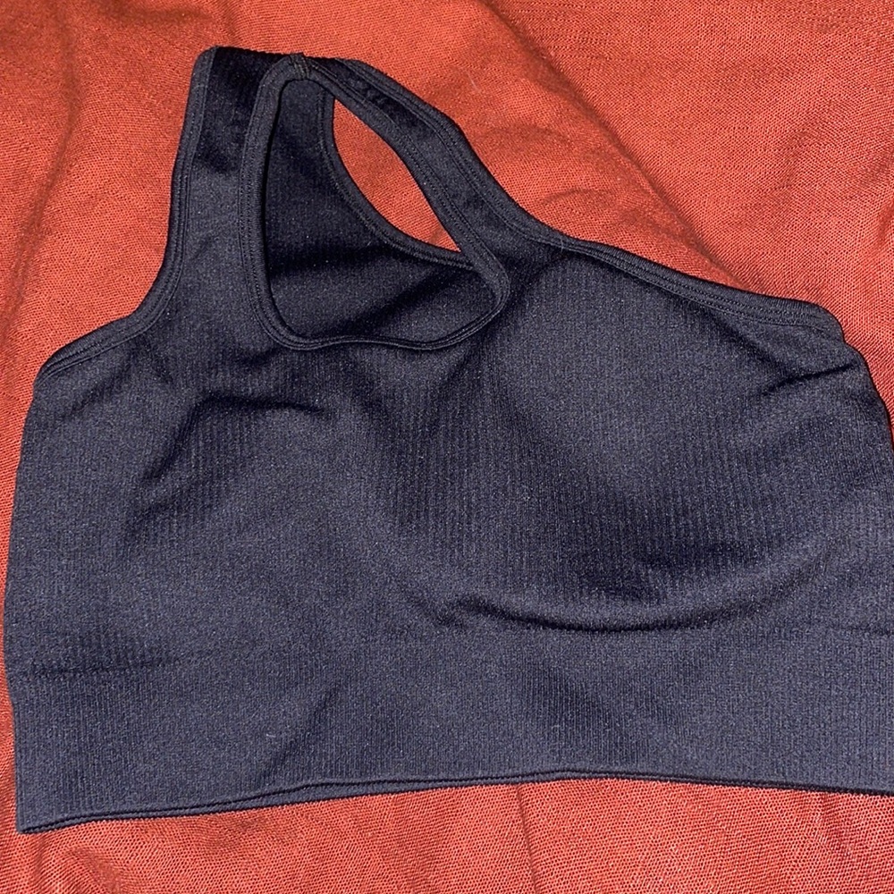 Amazon One Shoulder Black Sports Bra